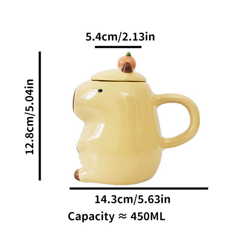 Fun 3D Capybara Mug Pair:3D capybara - designed mugs with handles & lids. A wonderful gift choice for girls.