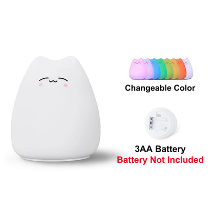 Touch Night Light Colorful Cat Silicone Animal Light Led Cartoon Lamp Bedroom Decoration Lights Bedside Lighting